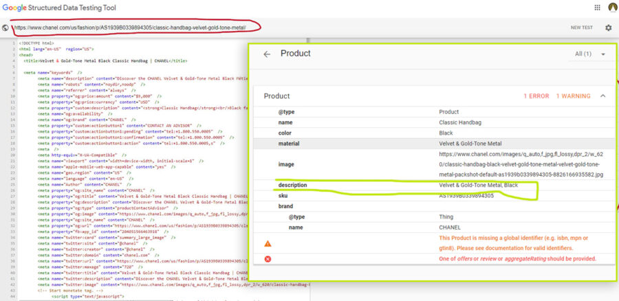 Product schema - Chanel