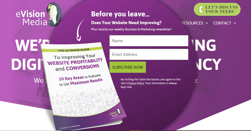 eVisionMedia.ca exit popup