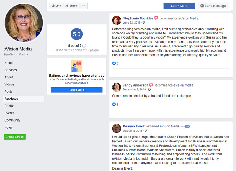 eVision Media Facebook reviews