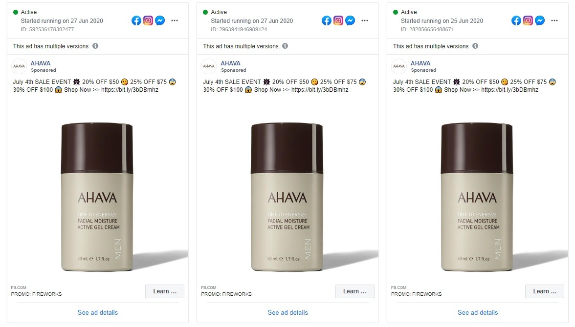 facebook ad example ahava
