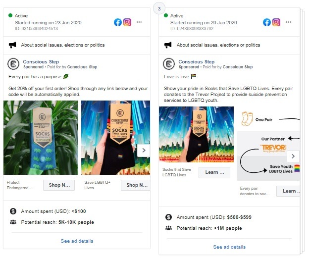 facebook ad example conscious step