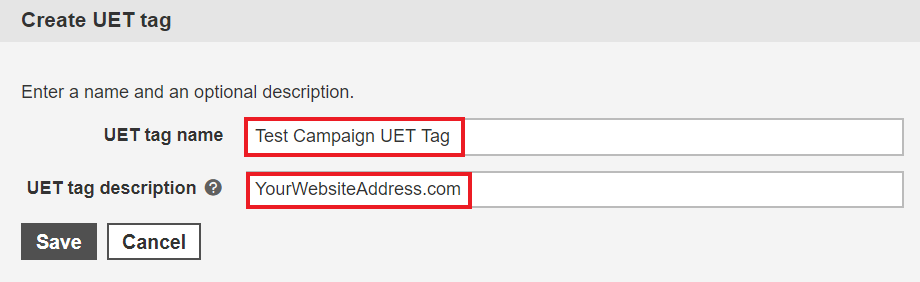 naming conventions for uet tags.