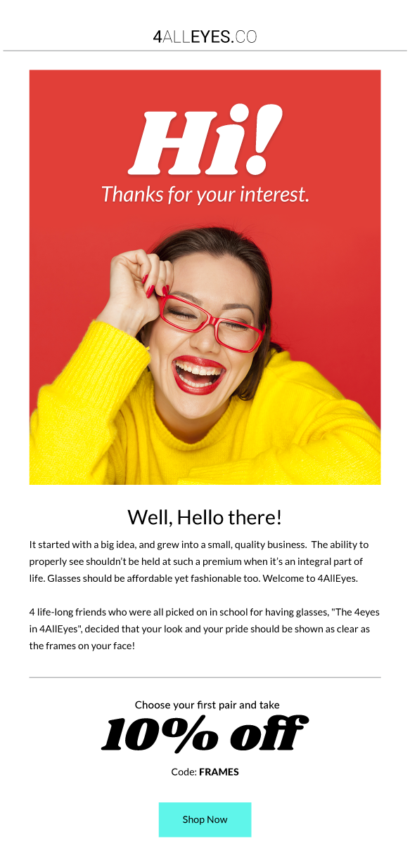 example of an automated welcome email