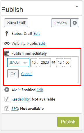 schedule content in WordPress