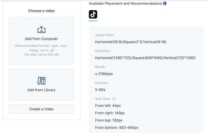 create a TikTok ad screen