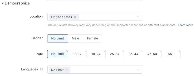 TikTok targeting options