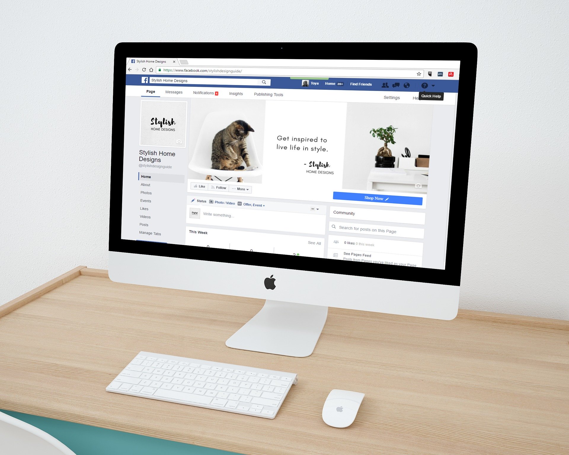 A computer monitor showing a social media page.