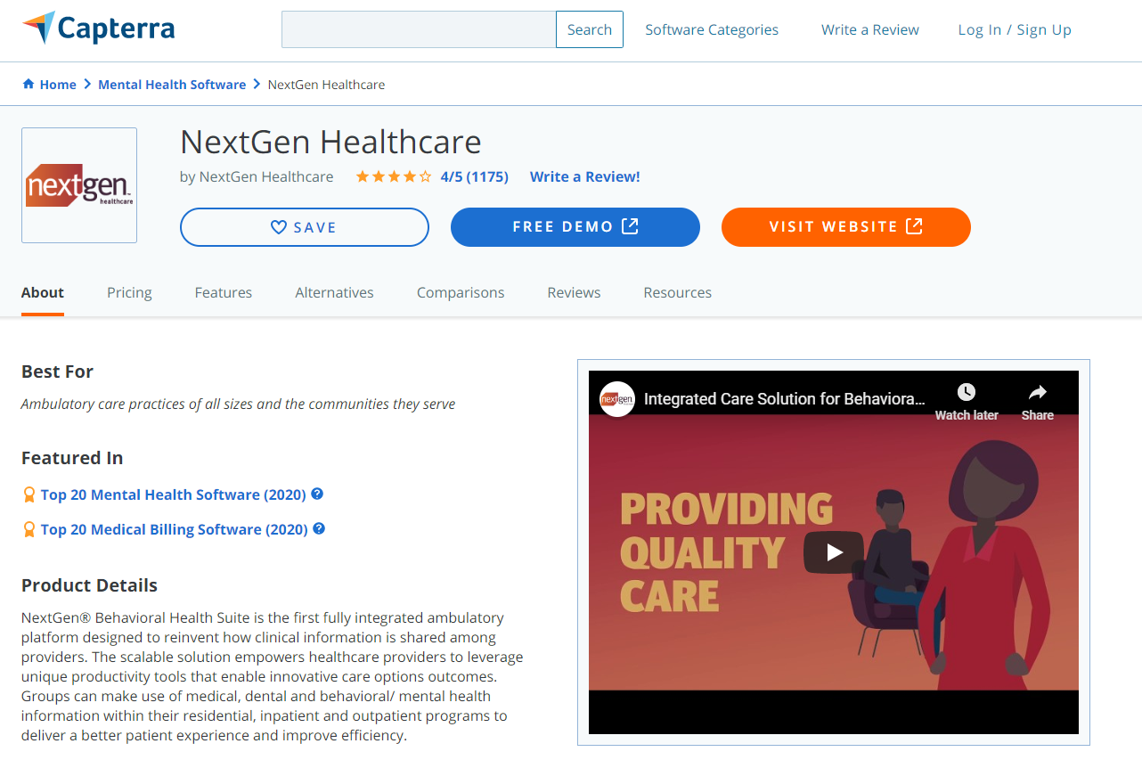Screenshot of online review on Capterra