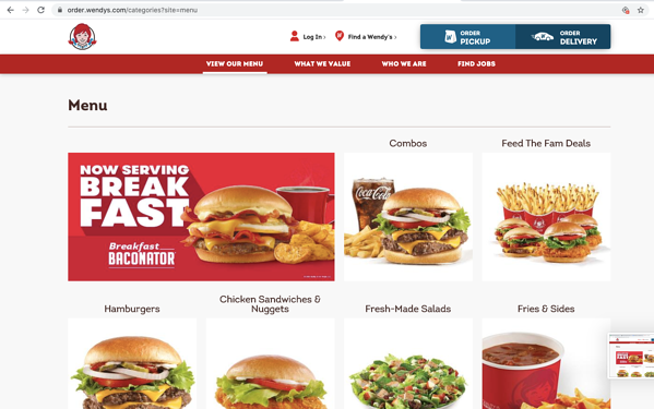 wendys order screenshot