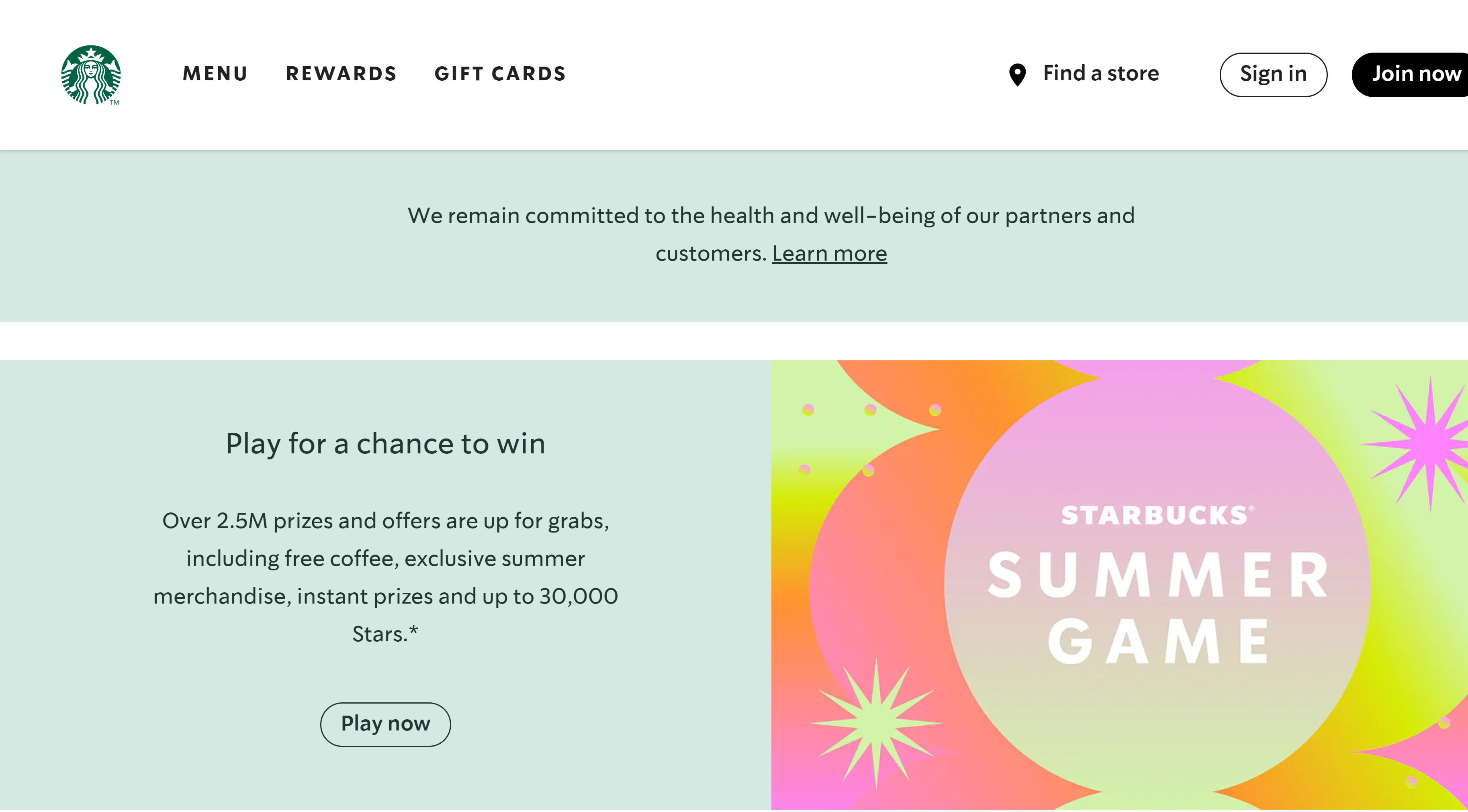 Starbucks Landing page