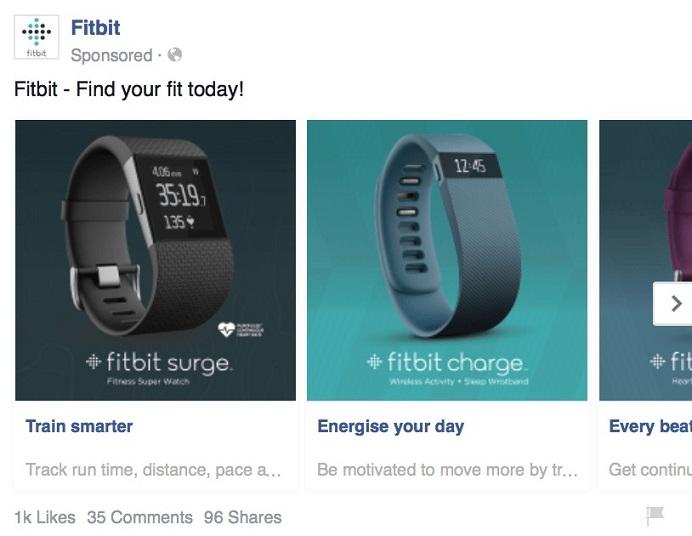Facebook carousel ad example