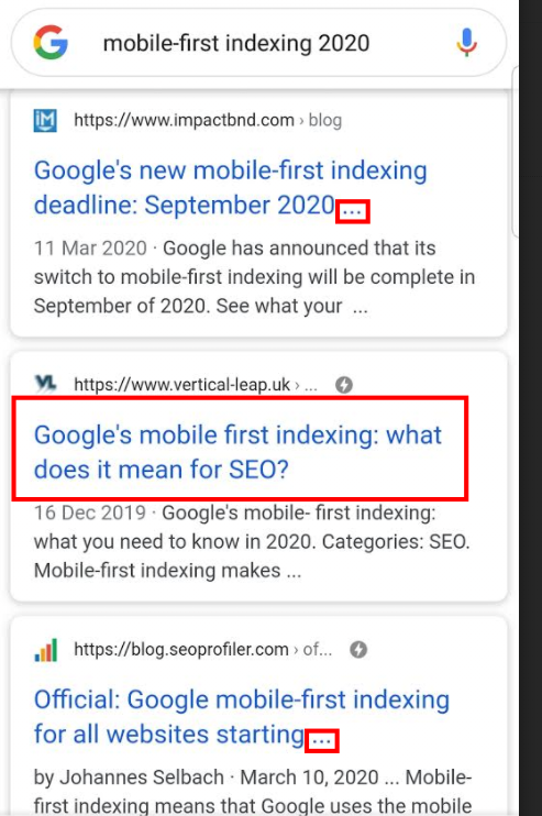 Example of a good headline in Google search results