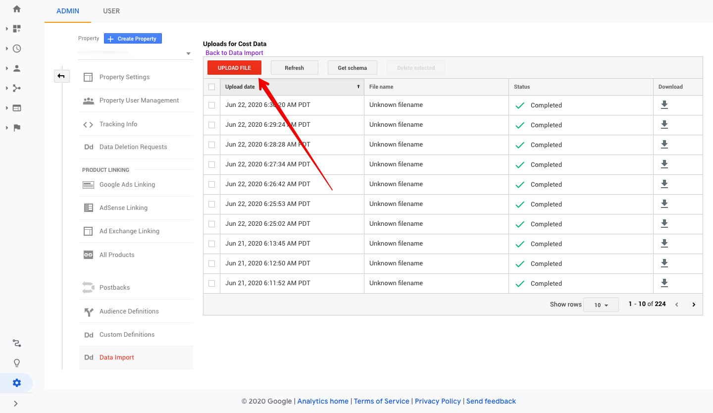Upload CSV file image. 