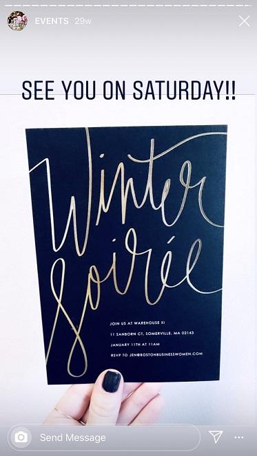 Instagram Story Highlights for events example from Boston Business Women