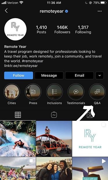 Instagram Story Highlights Q&A examples