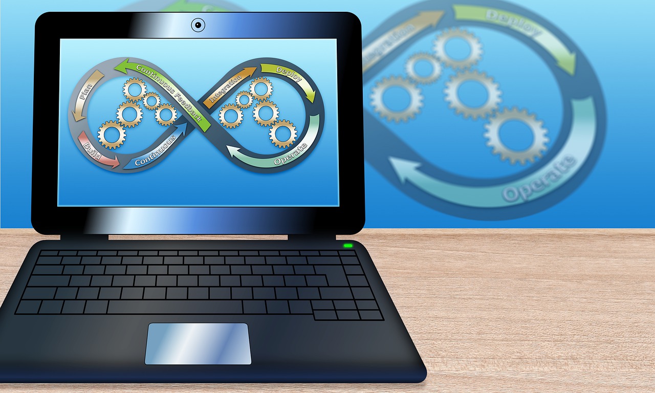 A laptop showing a software tools process.
