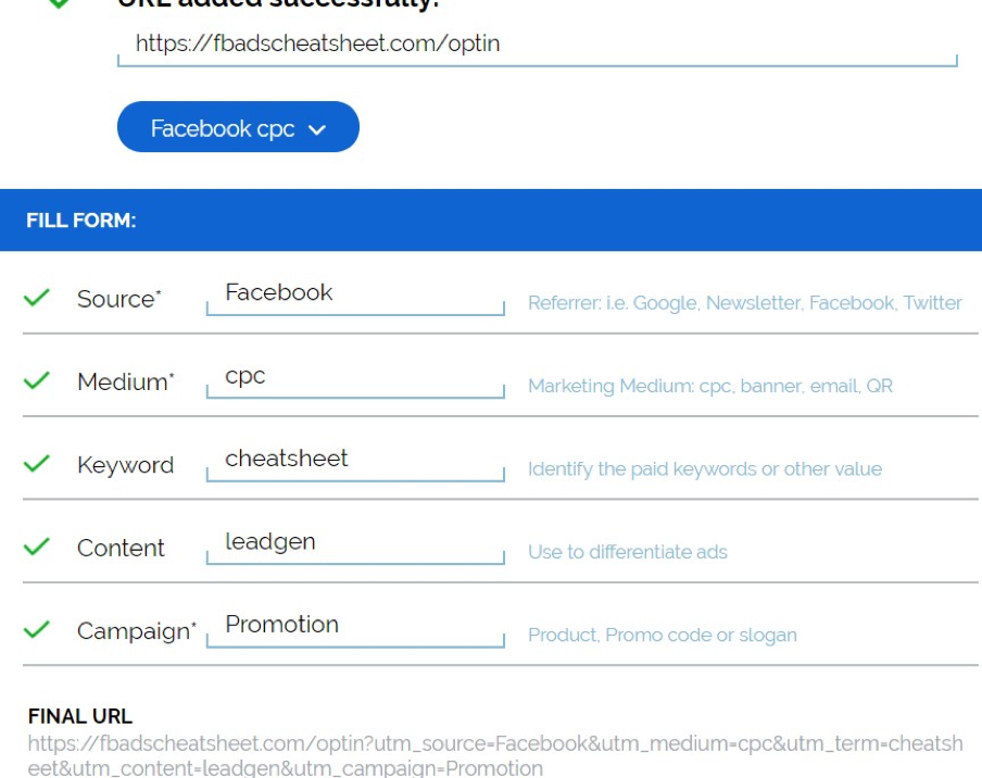Google analytics for Facebook ads