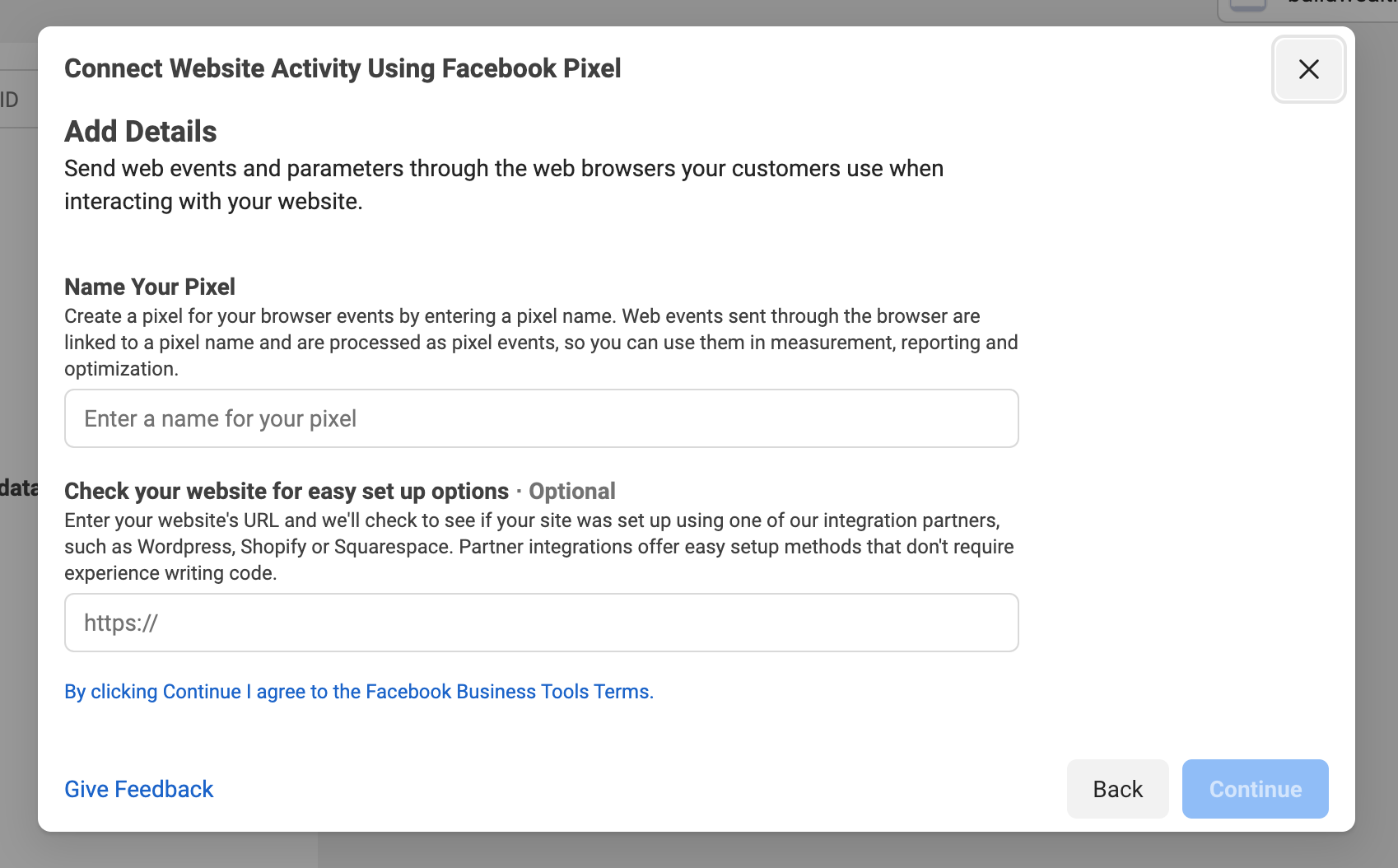 Name your Facebook pixel