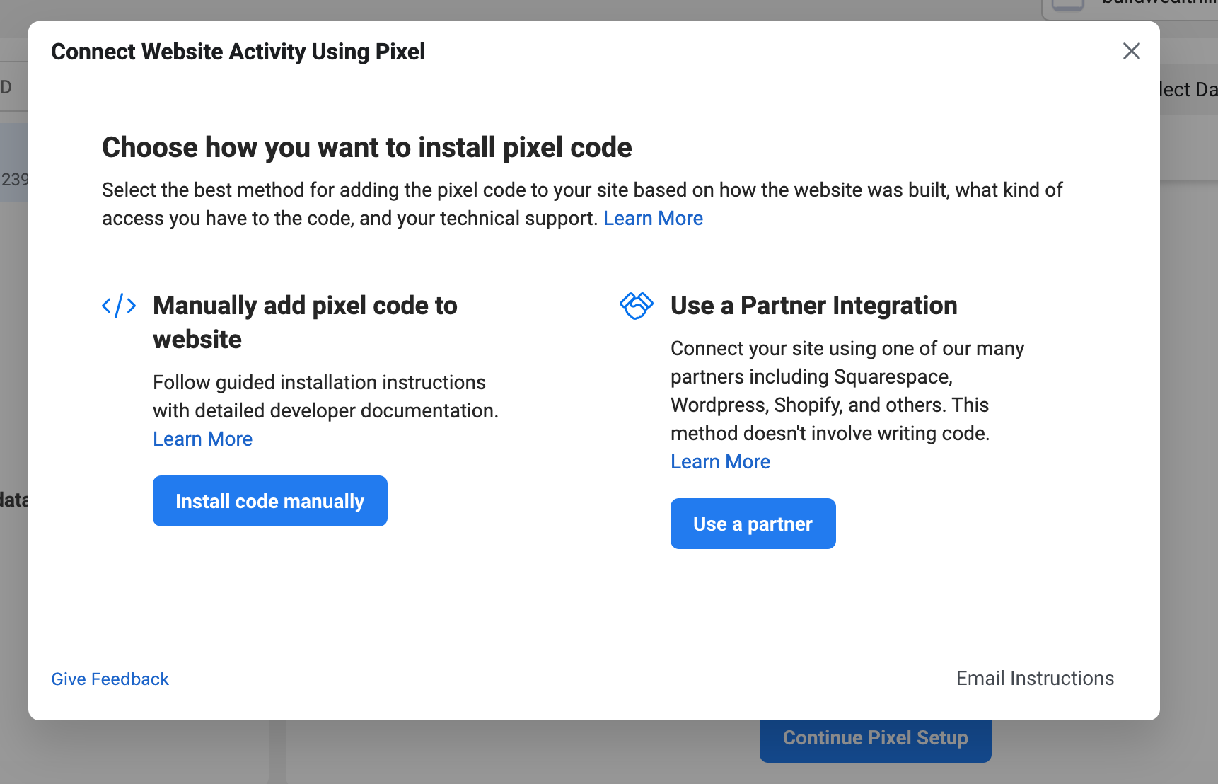 Manually install Facebook pixel