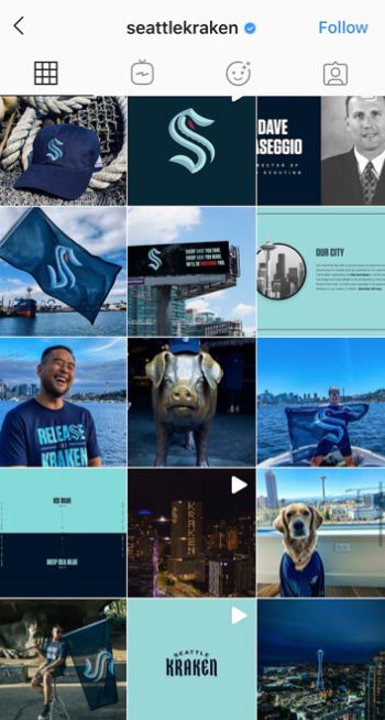 A screenshot of Seattle Krakens Instagram page