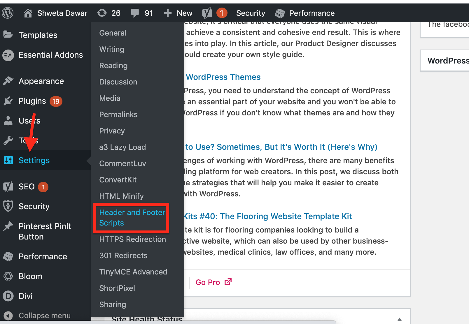 Header and footer scripts