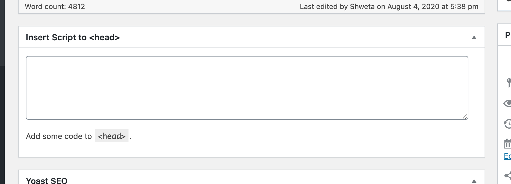 Insert script to header