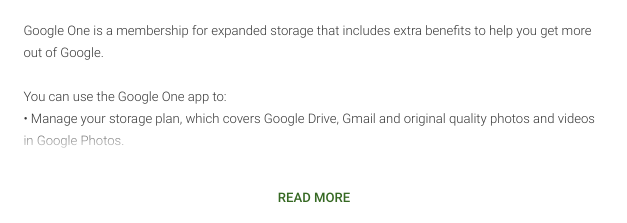 Google Ones app description