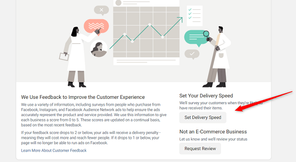 how to change expected delivery setting Facebook 