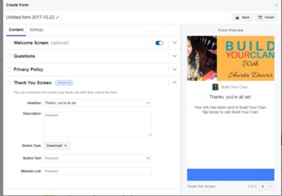 Facebook ads leads form
