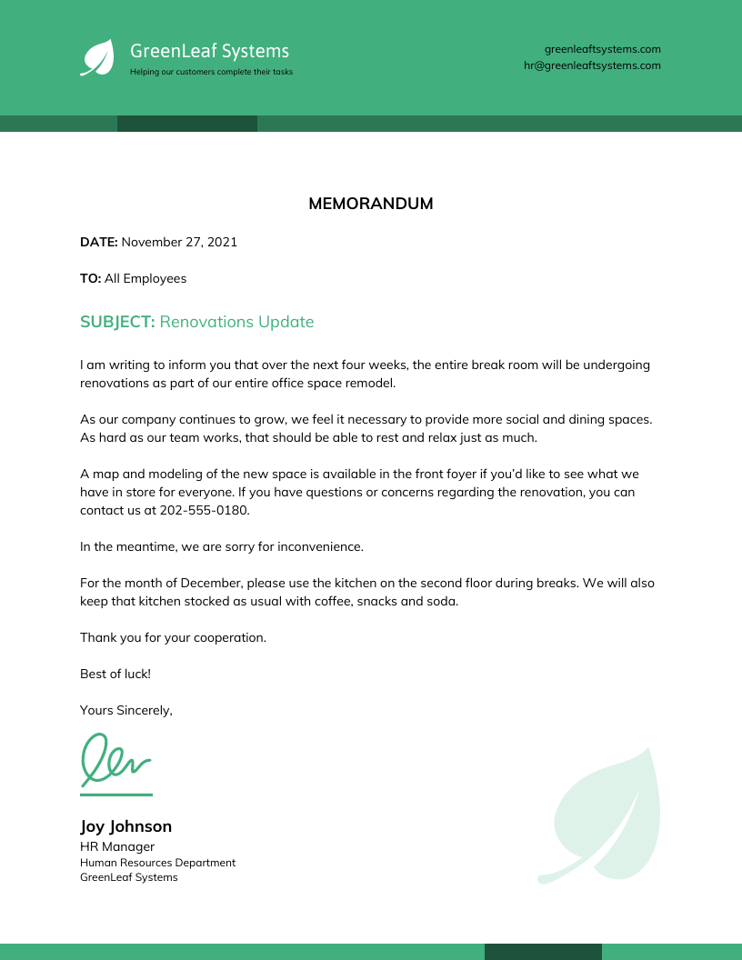 Business Corporate Memo Letter_Venngage