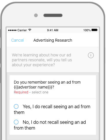 Ad recall mobile survey