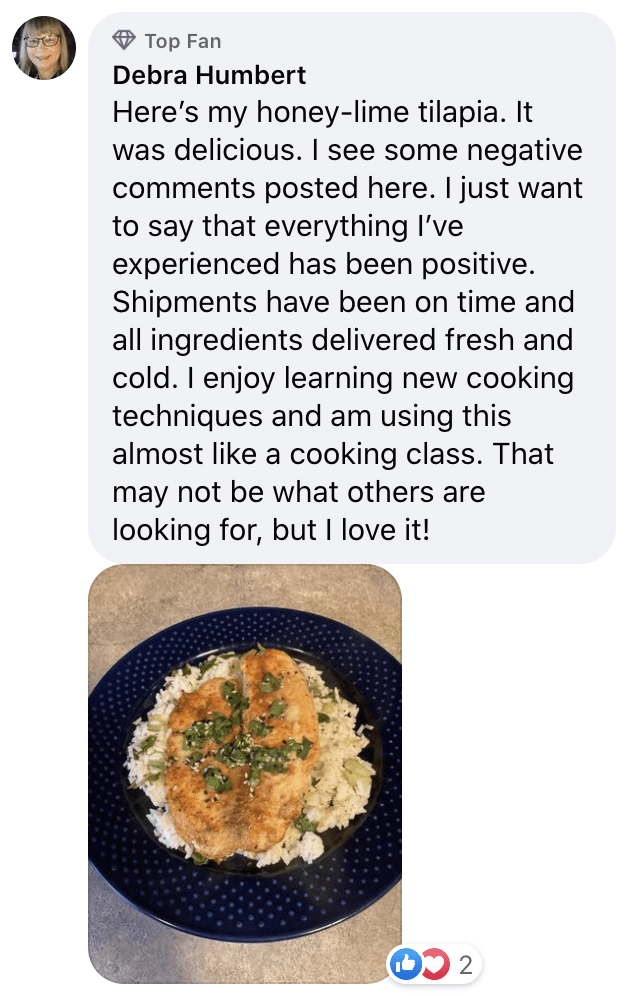 post from Blue Apron’s Facebook page