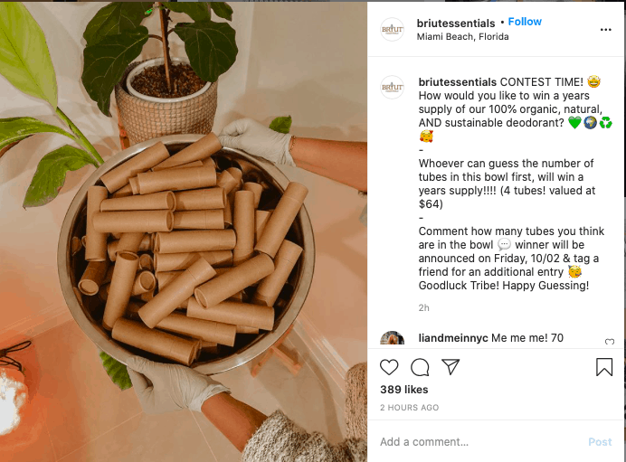 Instagram giveaways example.