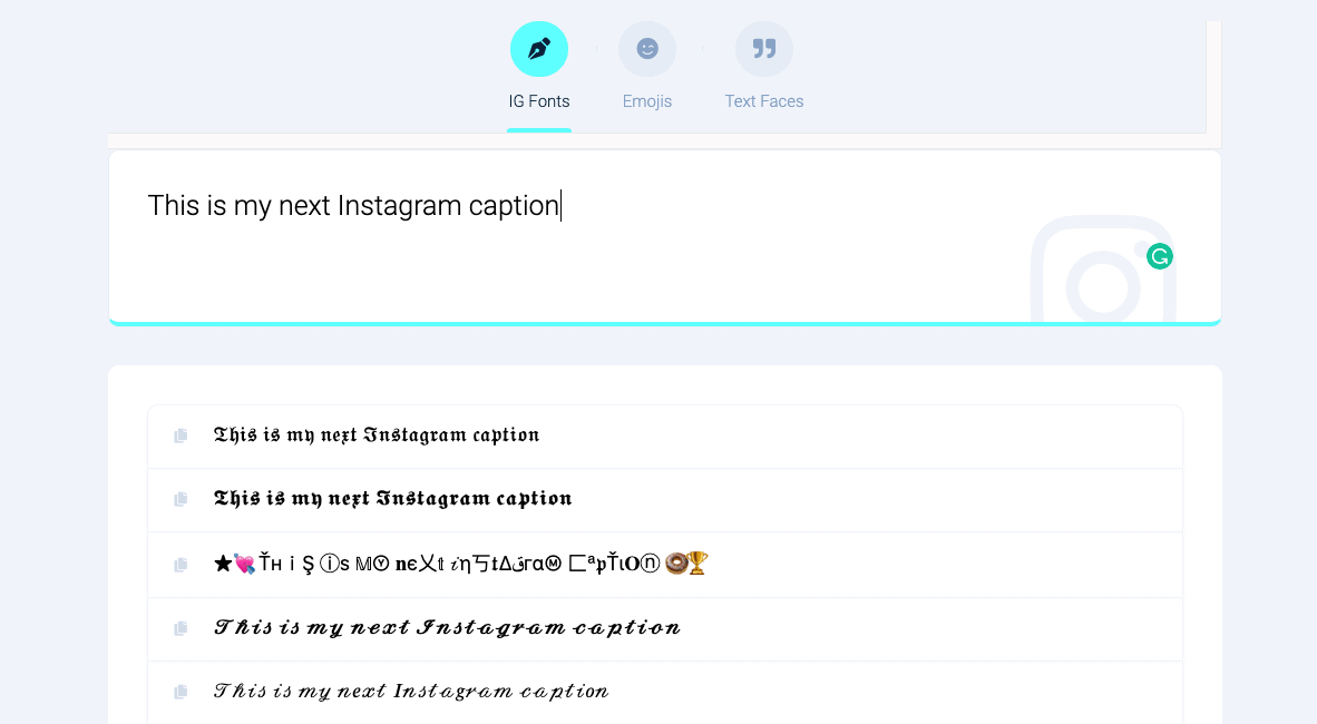Change font on Instagram: Instagram fonts generator example 2.