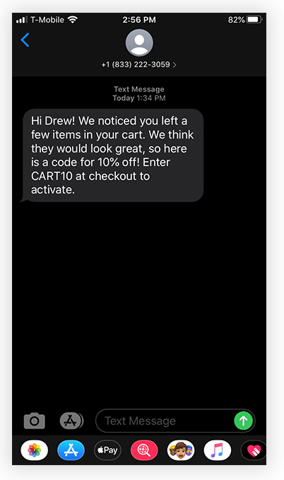 Abandoned Cart Text Message