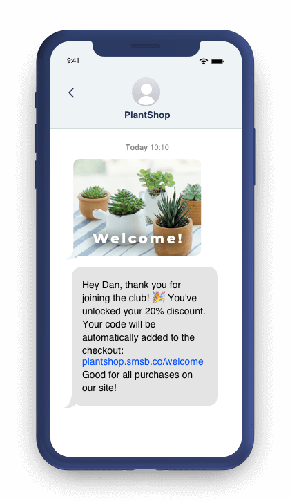 welcome sms example