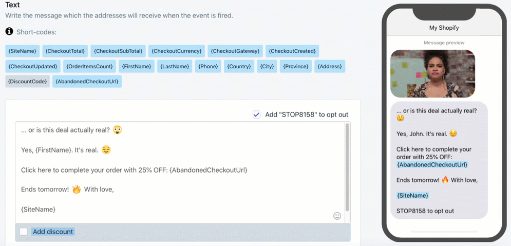sms with gif or video example
