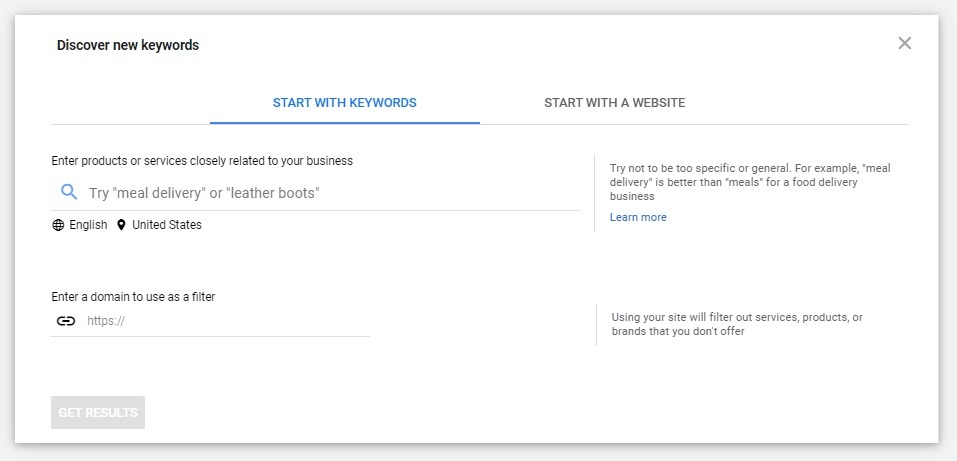 google keyword google planner