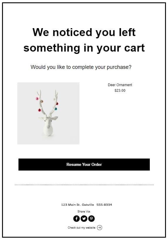 example of an abandoned cart email