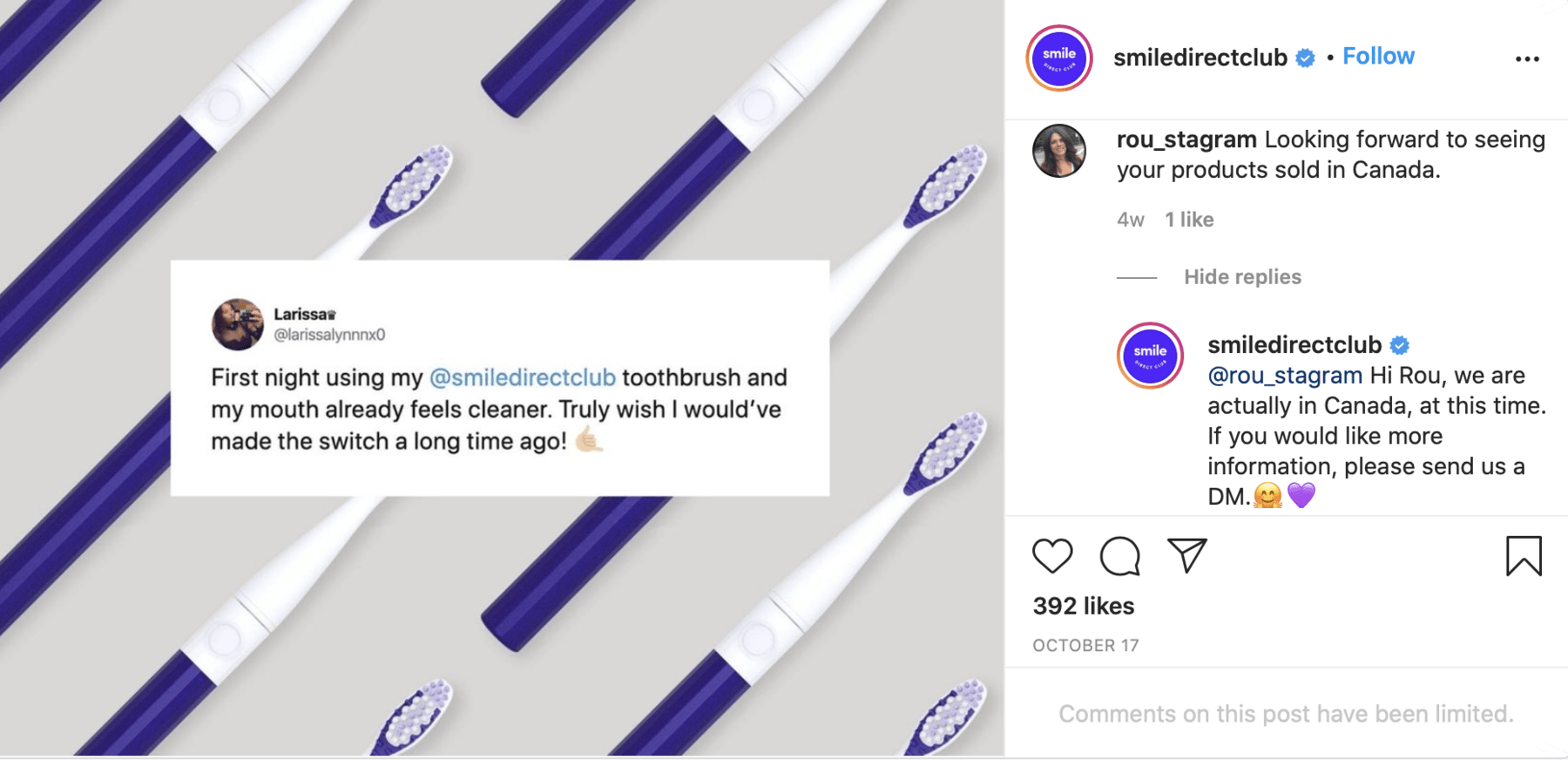 Helping customers on Instagram.
