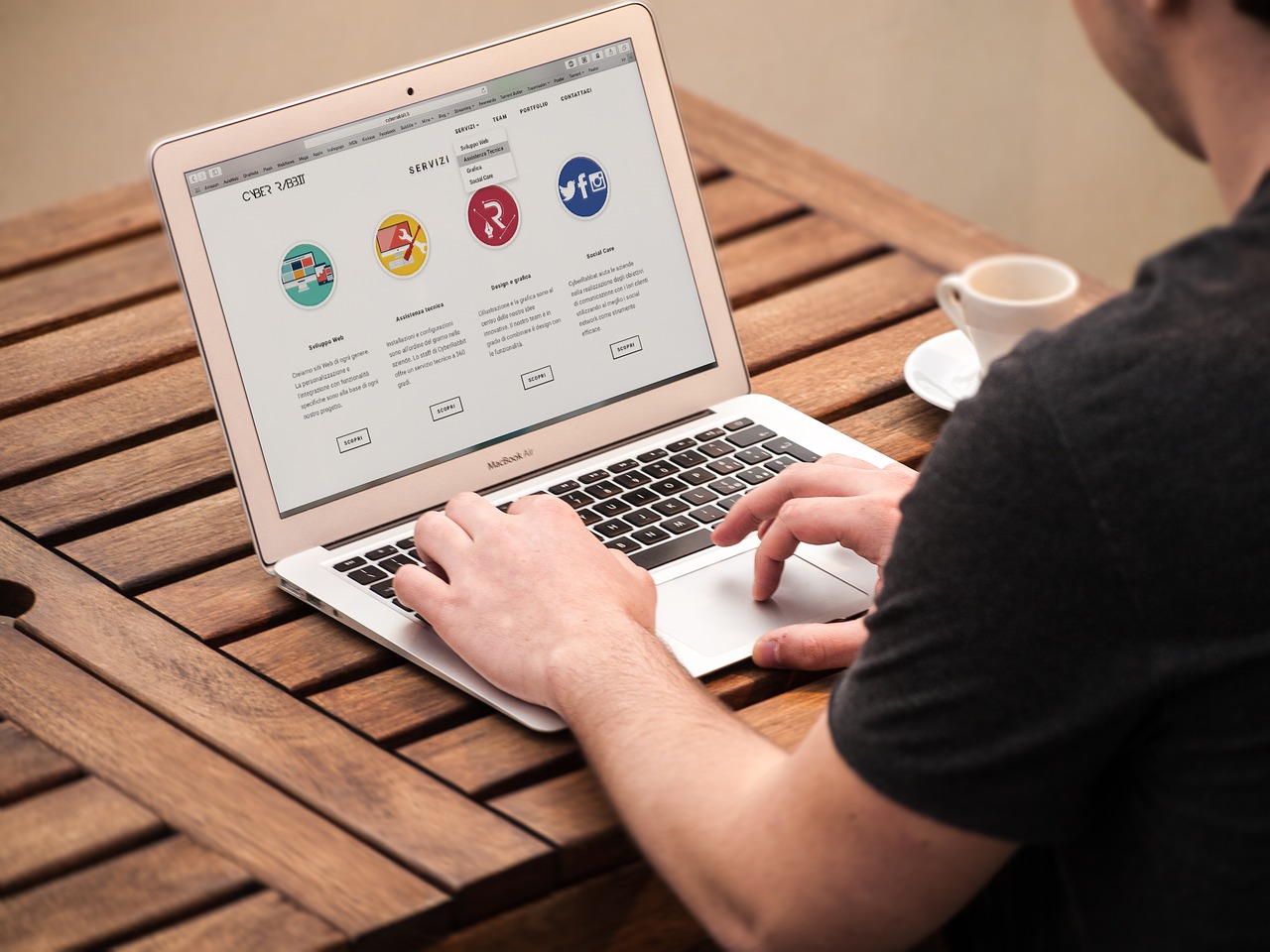 a man creating a portfolio website