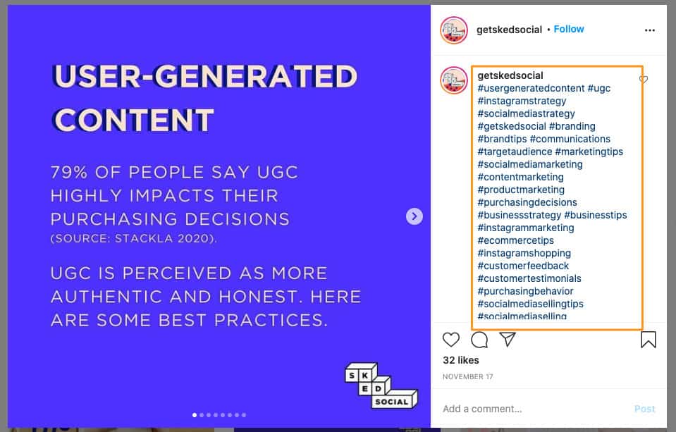Using keywords in hashtags on Instagram. 