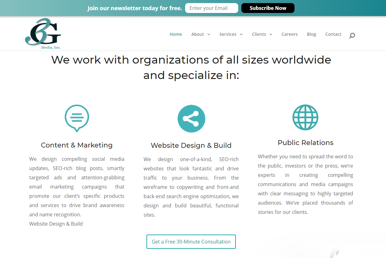 A website example of good white space usage.