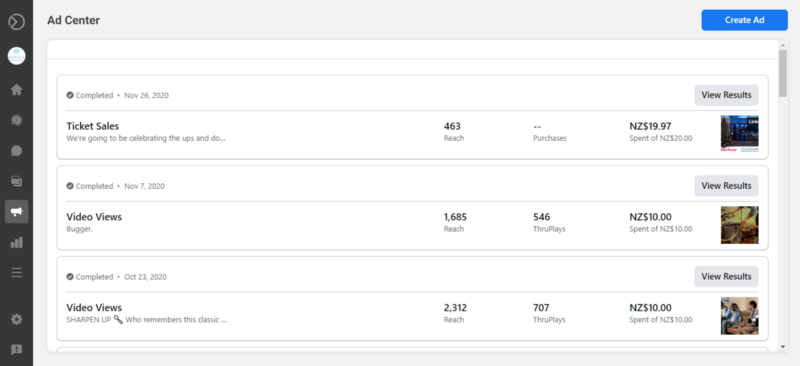 Facebook business page — ads