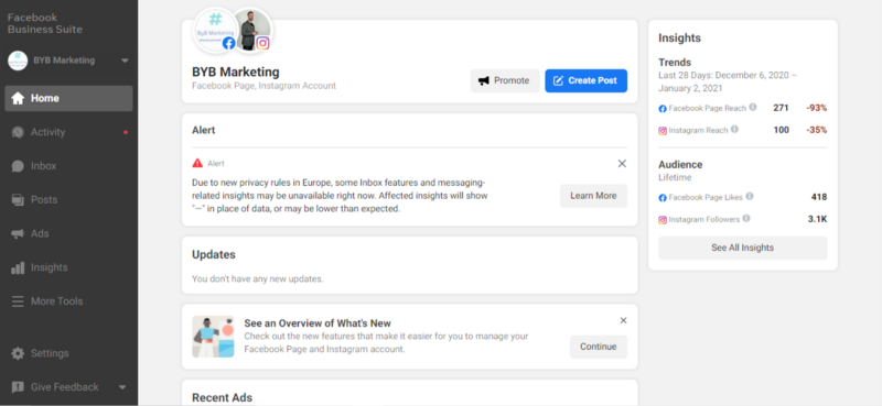 Facebook business suite