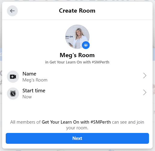 Example of a Facebook Group Room