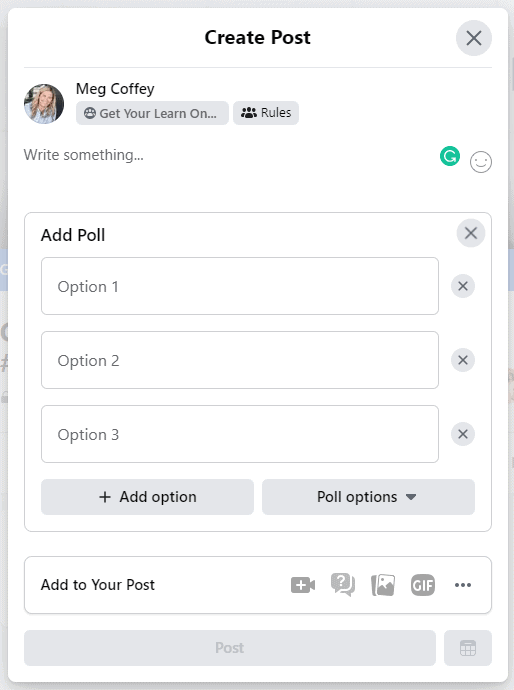 How to create a poll in a Facebook Group