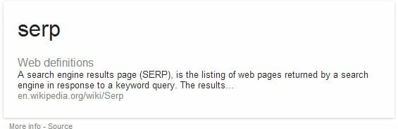 Definition of SERP. 