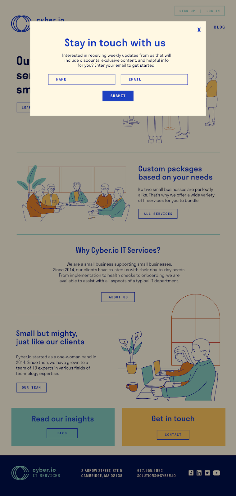 website design advertisement - uses email marketing