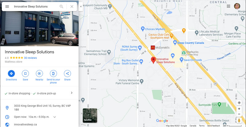 Innovative Sleep Solutions Google My Business Listing